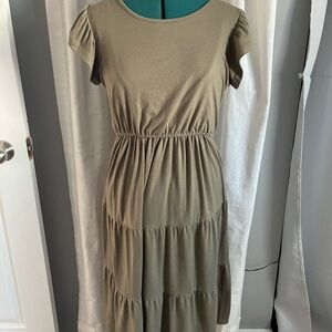 Nursing Olive Green Tiered Dress